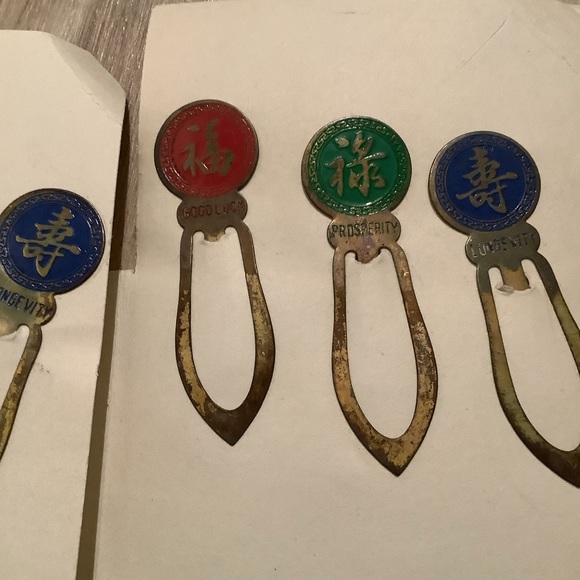 New vintage set of bookmark good luck prosperity longevity (metal, set of 3) - Picture 12 of 12